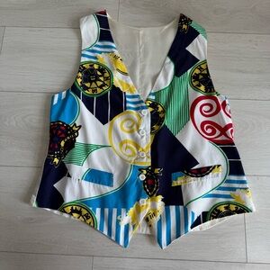 Vintage Nautical Themed Vest Waistcoat Colourful Made in Canada Size Large